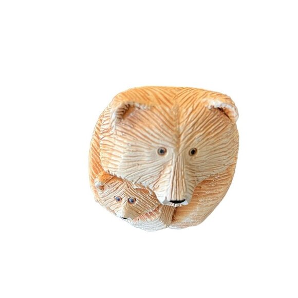 Artesania Rinconada Mama Mom or Dad Bear and Baby Bear Cub Figure Brown Uruguay - Picture 2 of 5